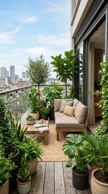 Add potted plants around the perimeter