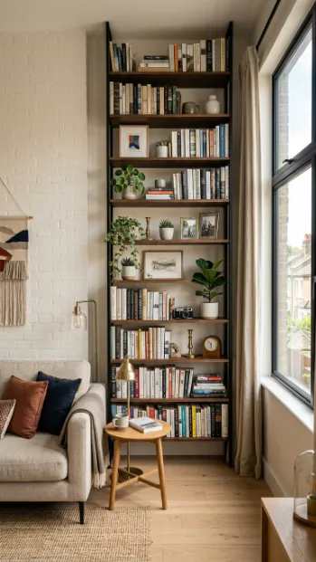 Add vertical shelving instead of wide cabinets
