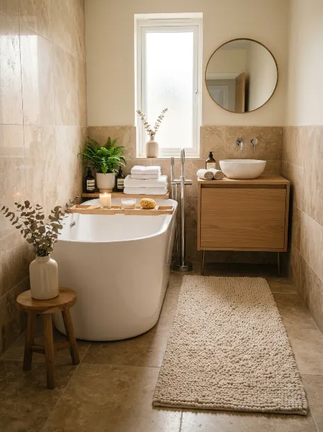 Add a bath mat with texture