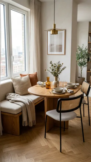 Add a bench on one side of the table