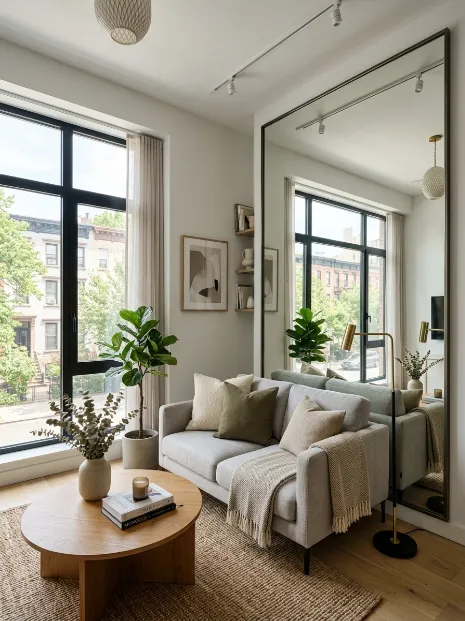 Add a large mirror to open up the room