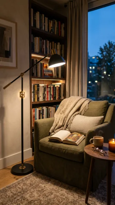 Add a reading lamp with a dimmer