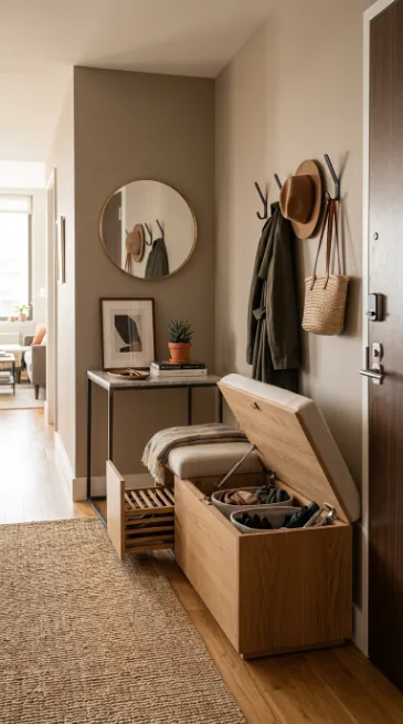 Add a small bench with storage