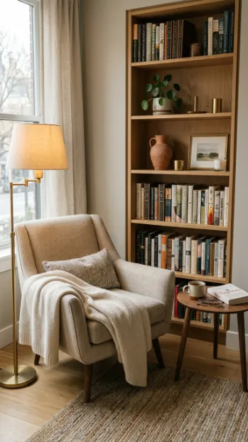 Add a small bookshelf nearby