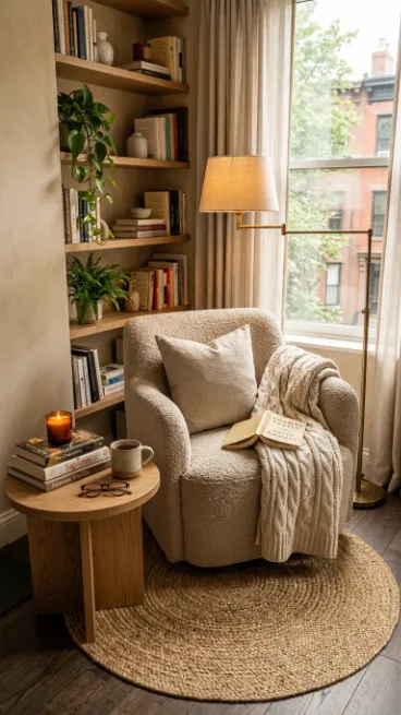 Add a small rug layered with texture