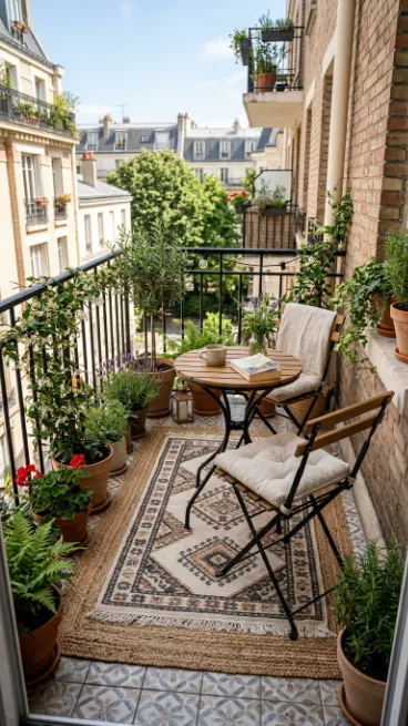 Add a small rug layered with an outdoor mat