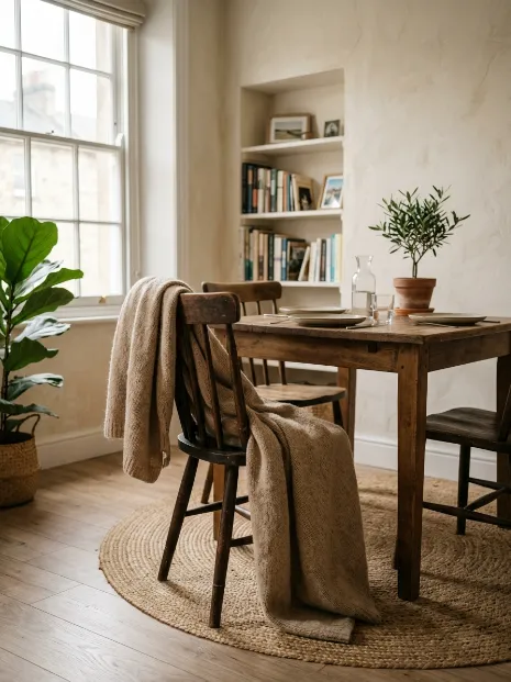 Add a soft throw over your dining chairs