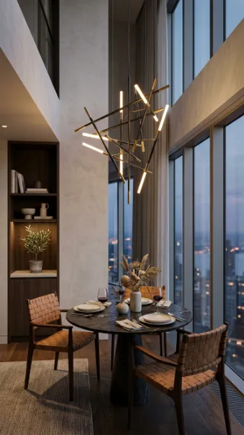 Add a statement light fixture above the table