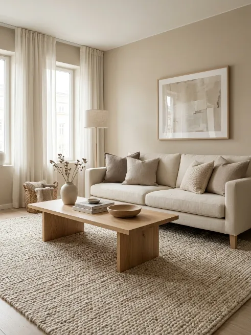 Add a textured rug as a foundation