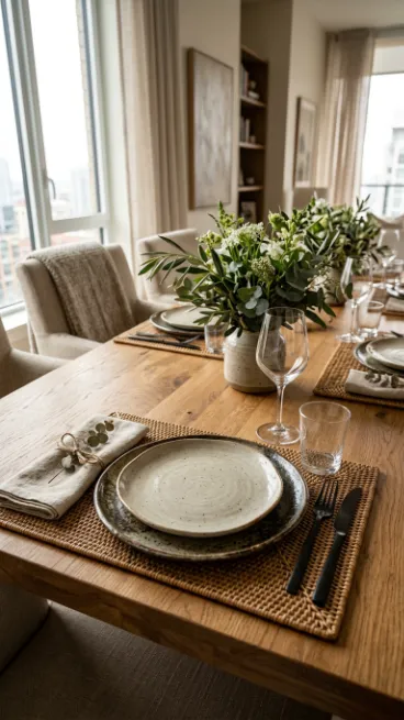 Add a woven placemat or charger for texture