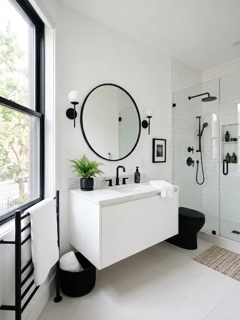 Choose black accents in the bathroom