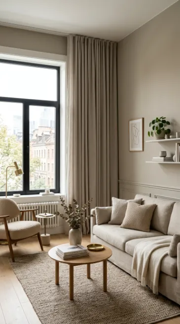 Choose curtains or blinds that match your wall color