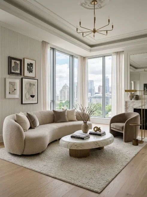 Choose furniture with curved sculptural shapes