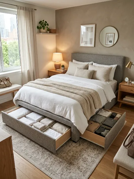 Choose a bed frame with built in storage