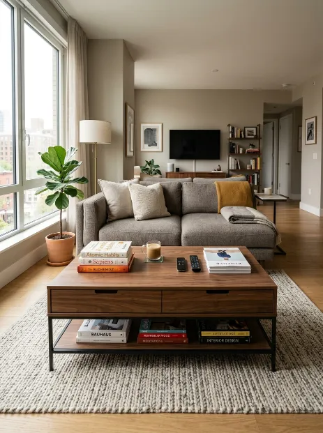 Choose a coffee table with a shelf or drawer