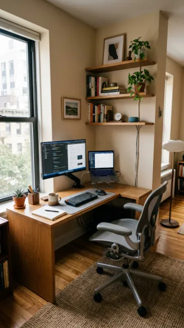 Choose a desk with a curved or corner design