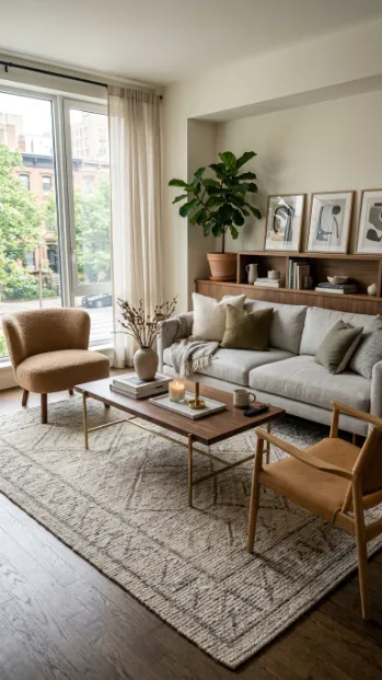 Choose a rug that fits the whole seating area