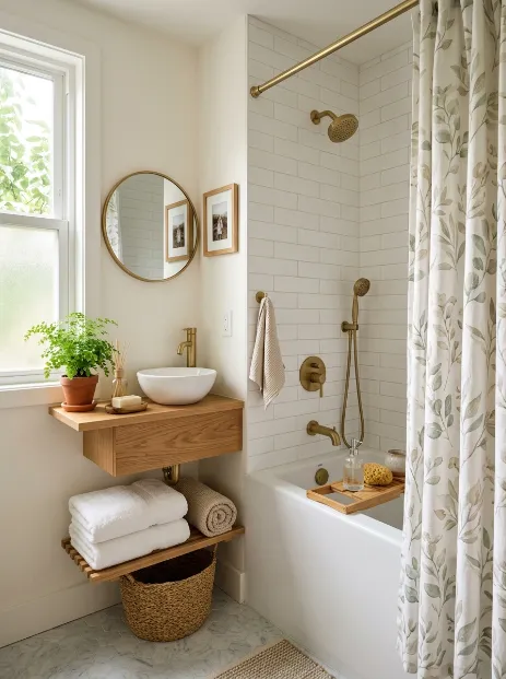 Choose a shower curtain in a calming print