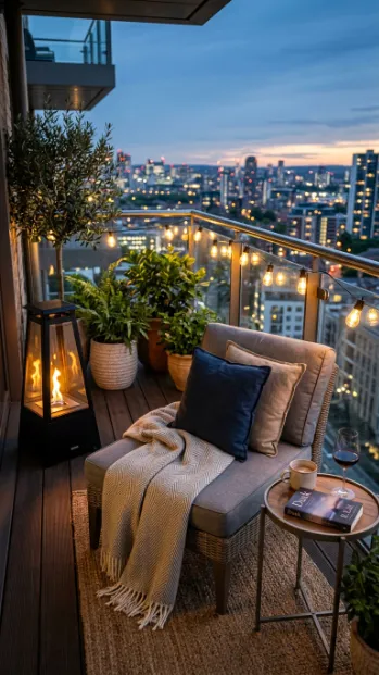Choose a small outdoor heater for cooler evenings