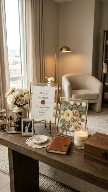 Display wedding or engagement keepsakes