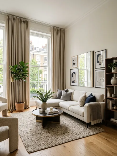 Hang curtains higher than the window frame