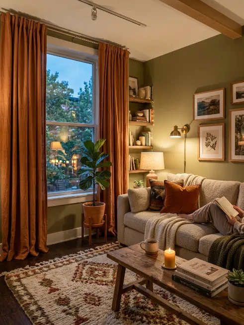Hang curtains that frame the window softly