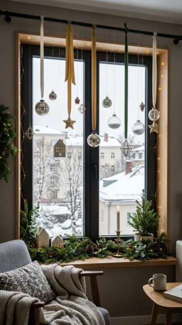 16. Hang Ornaments From a Curtain Rod