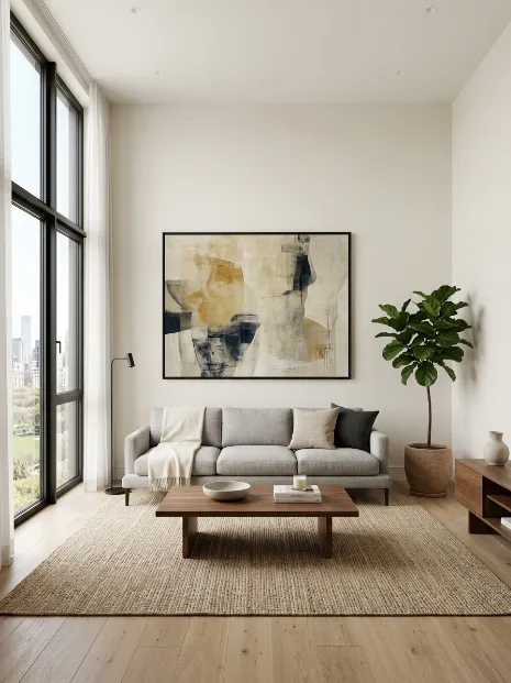 Keep walls mostly bare with one focal point