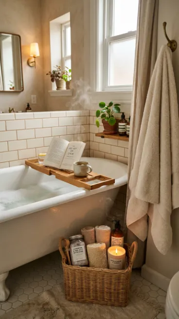 Keep a basket for bath time essentials