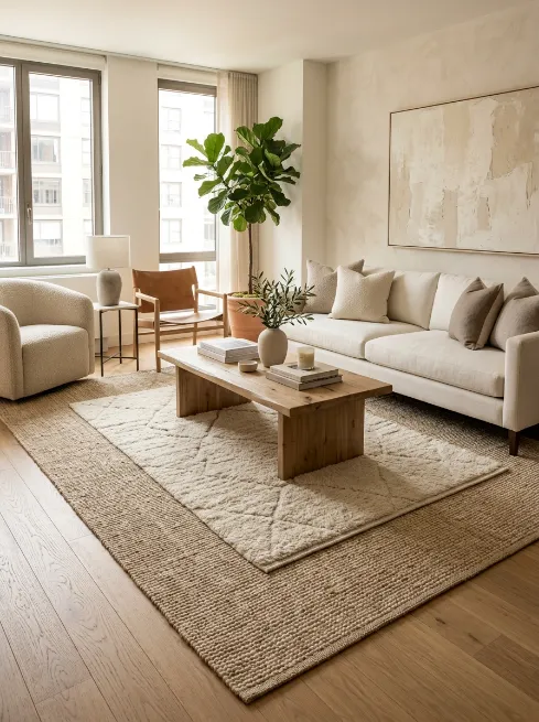 Layer rugs for extra depth