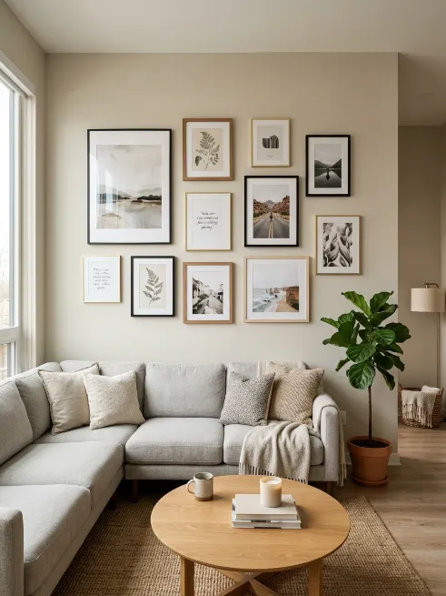 Use command strips for wall art