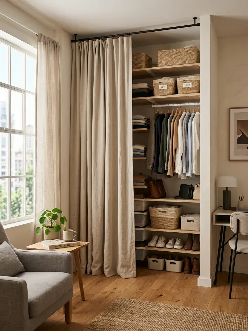 Use curtains instead of doors where possible