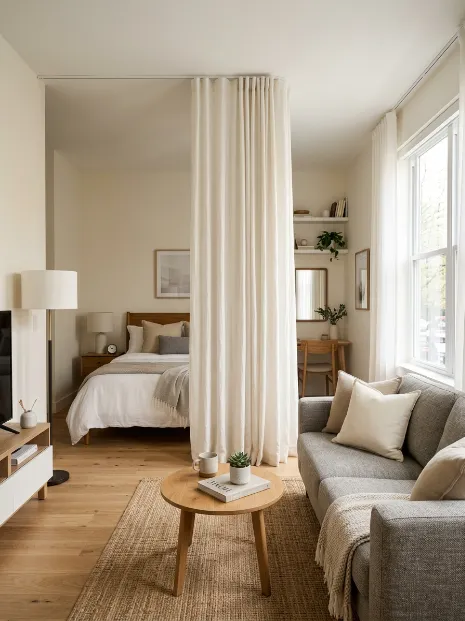 Use curtains or screens to separate spaces