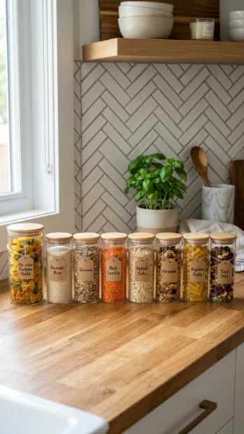 Use glass jars for dry goods