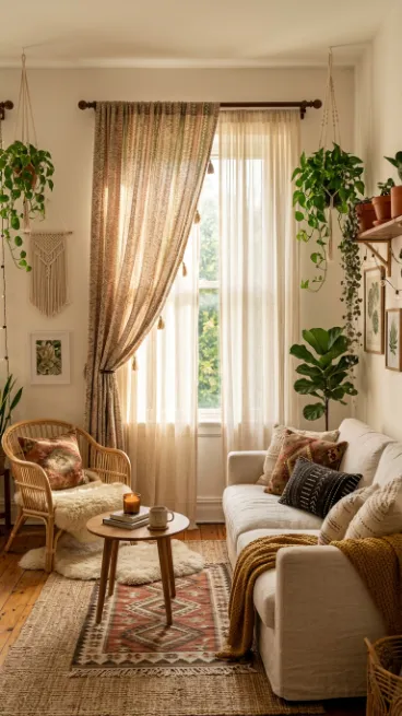 Use layered curtains for softness