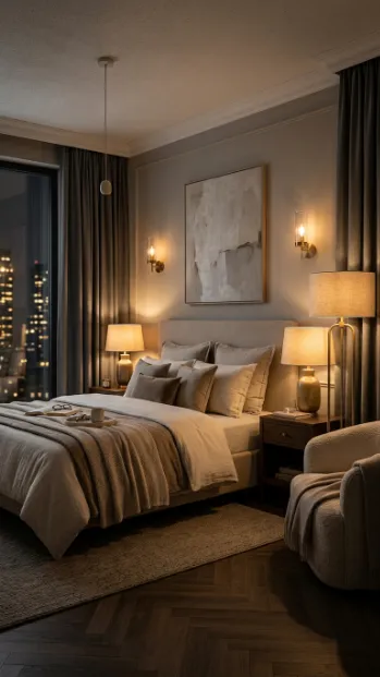 Use layered lighting instead of one overhead light