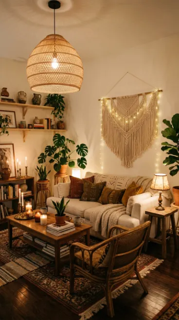 Use layered lighting for a cozy feel