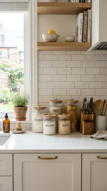 Use matching canisters for pantry staples