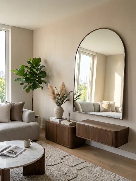 Use oversized mirrors as wall art