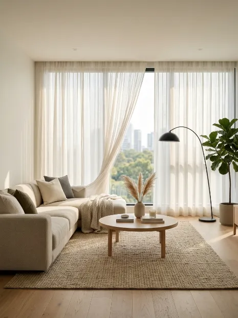 Use sheer curtains for softness