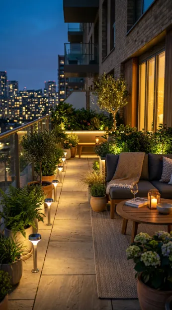 Use solar lights along walkways or borders