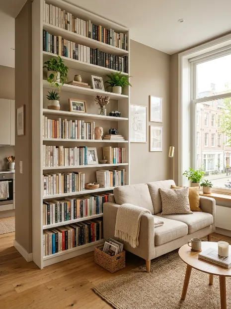 Use tall bookshelves instead of wide ones