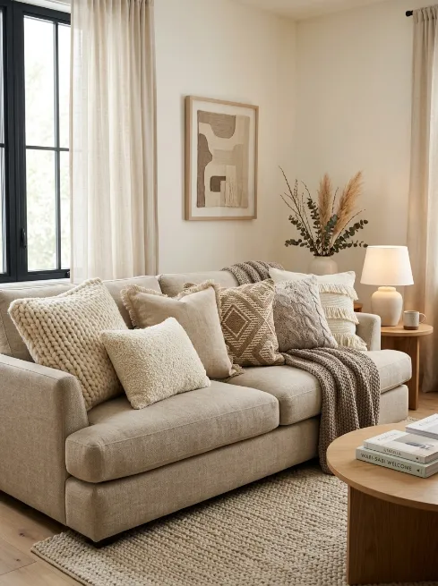 Use textured throw pillows
