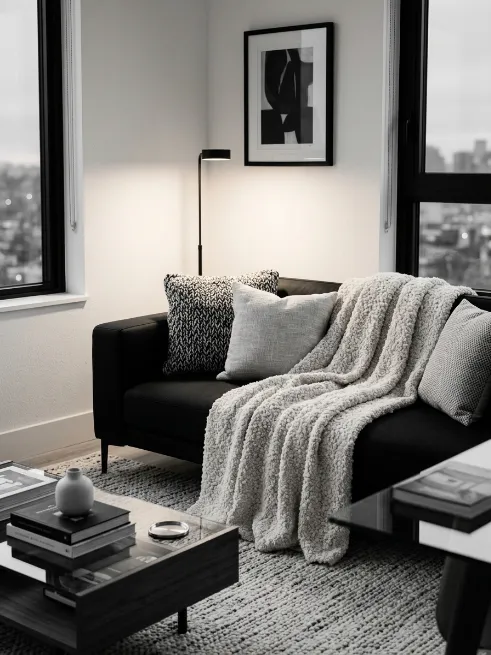 Use textured throws to add warmth