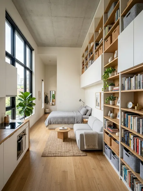 Use vertical storage to save floor space