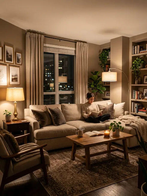 Use warm lighting instead of cool white