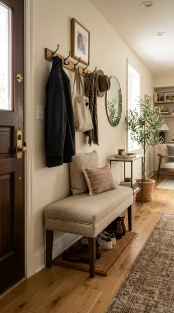 Use a bench for sitting while putting on shoes