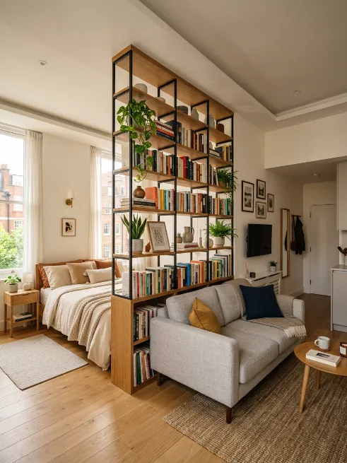 Use a bookshelf as a room divider