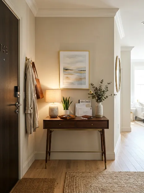 Use a console table with drawers by the entryway
