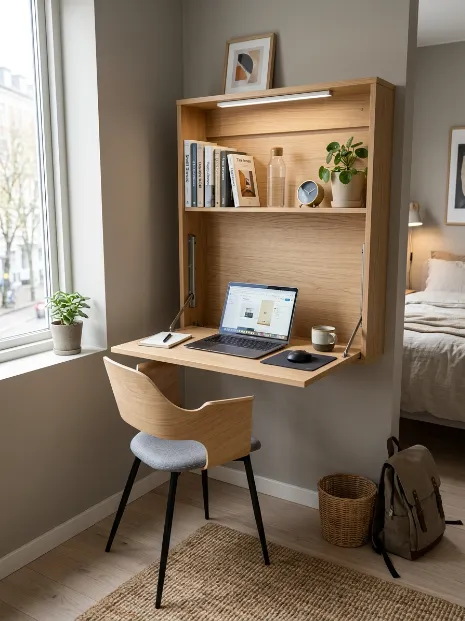 Use a fold down desk
